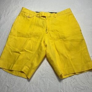 Polo Ralph Lauren Dark Yellow Flat Front Shorts 100O Linen